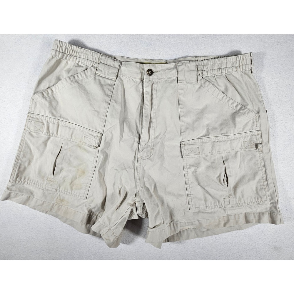 Cabela's Outdoors Mens Cargo Shorts Tan Cotton Elastic Waist Utility Size 42